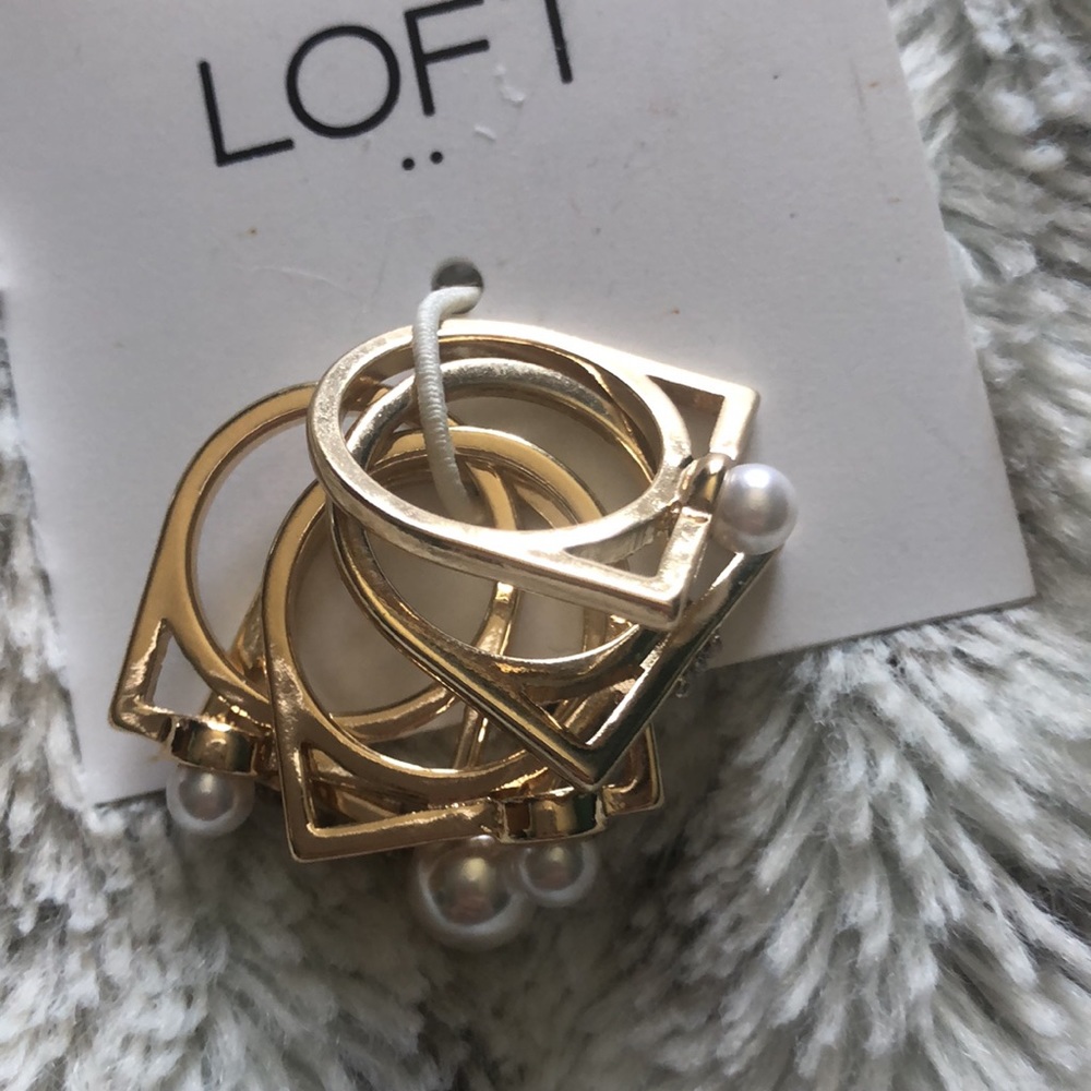 LOFT Pearl Stackable Ring Set - Picture 5 of 5
